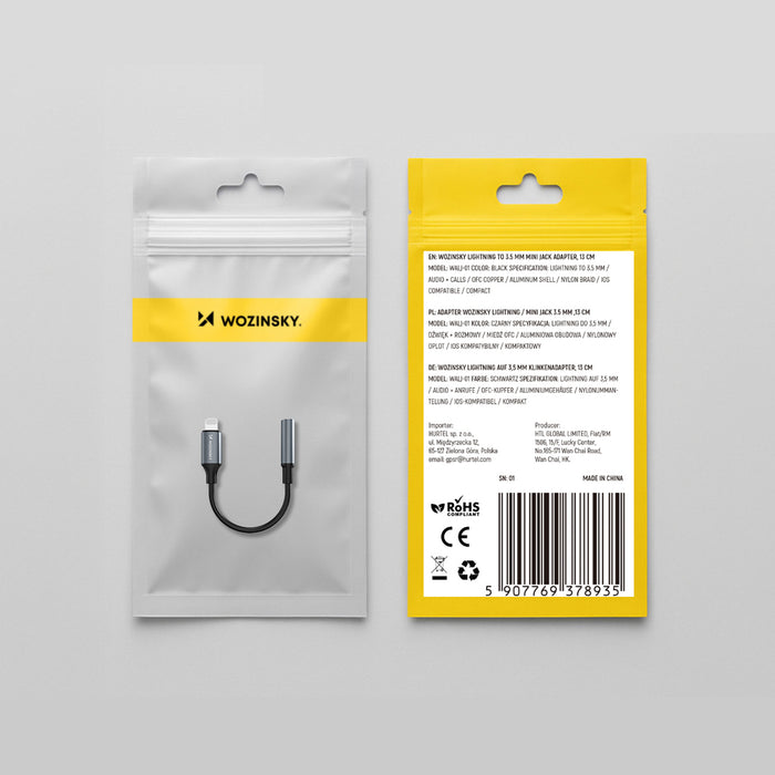 Wozinsky WALJ-01 Lightning adapter - 3.5mm mini jack - black