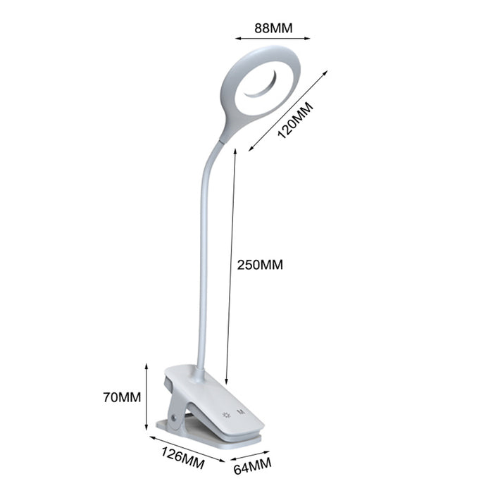 Mini Wozinsky Wireless LED Reading Lamp with Clip + USB-C Cable - White