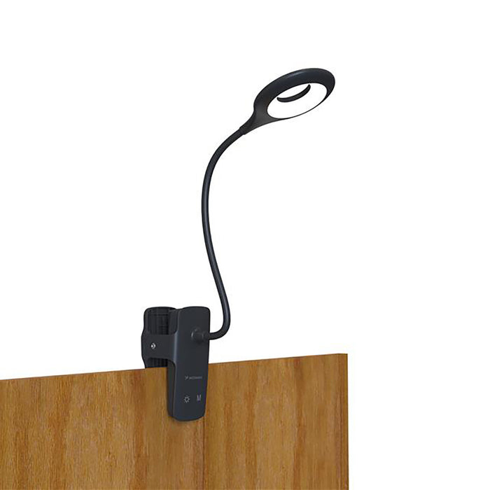 Mini Wozinsky Wireless LED Reading Lamp with Clip + USB-C Cable - Black