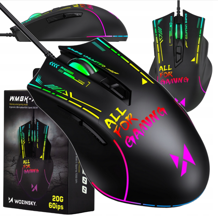 Wozinsky WMGK-7200 Wired Optical Gaming Mouse 7200 DPI - Black