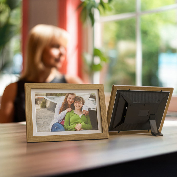 Wozinsky WRC-32 10.1" Digital Photo Frame with Frameo 32GB App - Light Brown