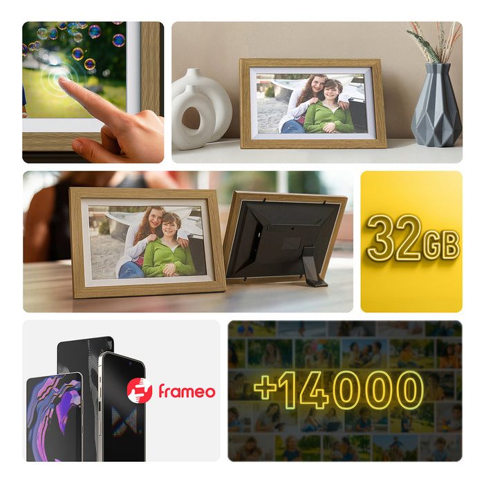 Wozinsky WRC-32 10.1" Digital Photo Frame with Frameo 32GB App - Light Brown