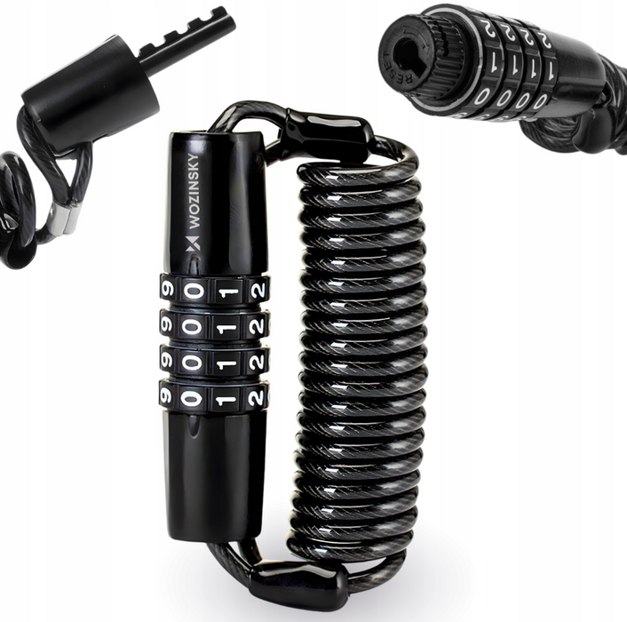 Wozinsky WBN-01R bicycle lock for a bicycle helmet, waterproof, 4-digit combination - black