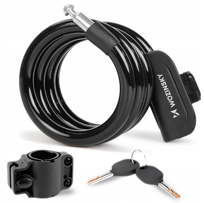 Wozinsky WPB-01R Portable Bike Lock with Anti-Theft Cable and 2 Keys for Electric Bikes and Motorcycles - Black