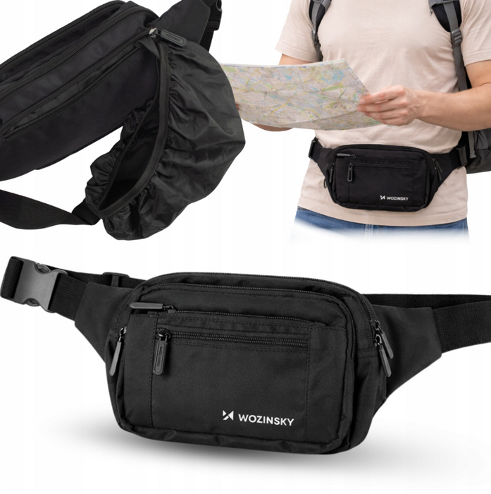 Wozinsky WSB-W1 unisex shoulder bag with adjustable strap, waterproof - black