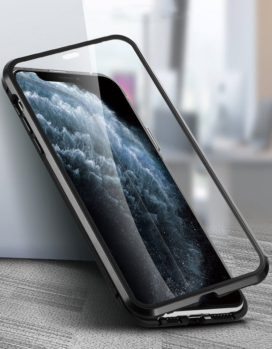 Wozinsky Magnetic Cam Slider Case Full Body Cover built-in front glass lens rotector for Huawei P40 black