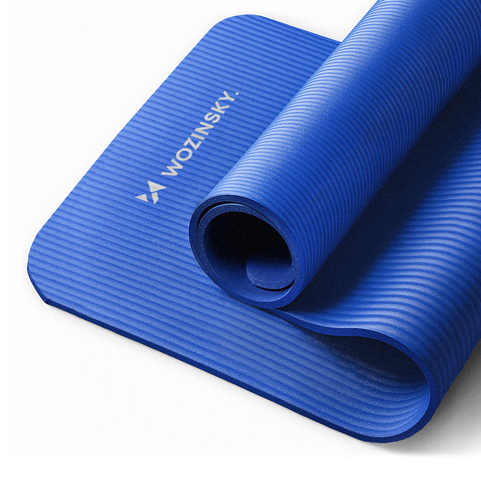 Wozinsky exercise mat 181 x 63 x 0.9 cm thick gymnastic yoga mat blue