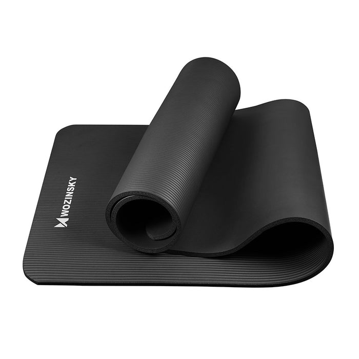 Wozinsky exercise mat 181 x 63 x 0.9 cm thick gymnastic yoga mat black