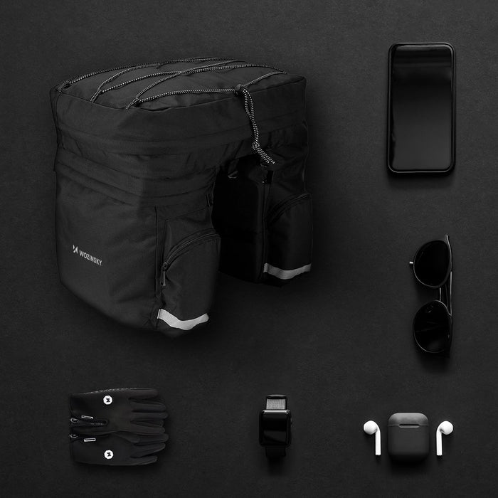 Wozinsky 60L spacious bike rack bag (rain cover included) black (WBB13BK)