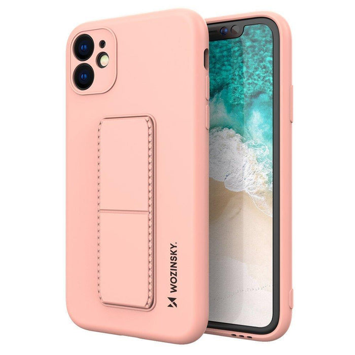 Wozinsky Kickstand Case iPhone 11 Pro Silicone Case with Stand Pink