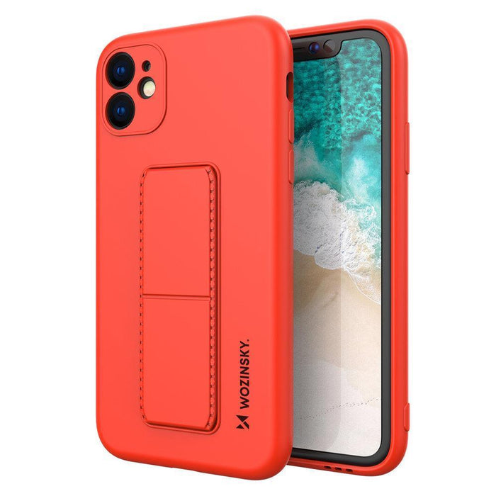 Wozinsky Kickstand Case silicone case with stand iPhone 11 Pro Max red