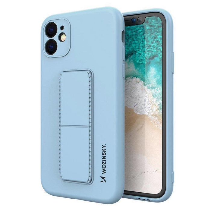 Wozinsky Kickstand Case iPhone 12 Silicone Case with Stand Light Blue