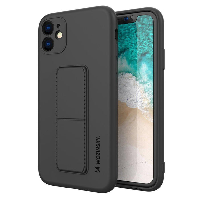 Wozinsky Kickstand Case silicone case with stand iPhone 12 Pro black
