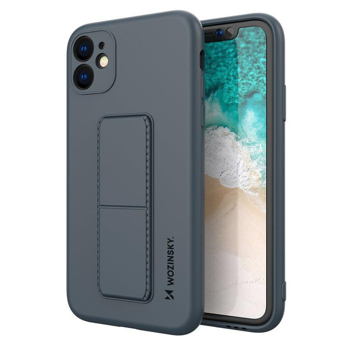 Wozinsky Kickstand Case iPhone 12 Pro Silicone Case with Stand Navy Blue