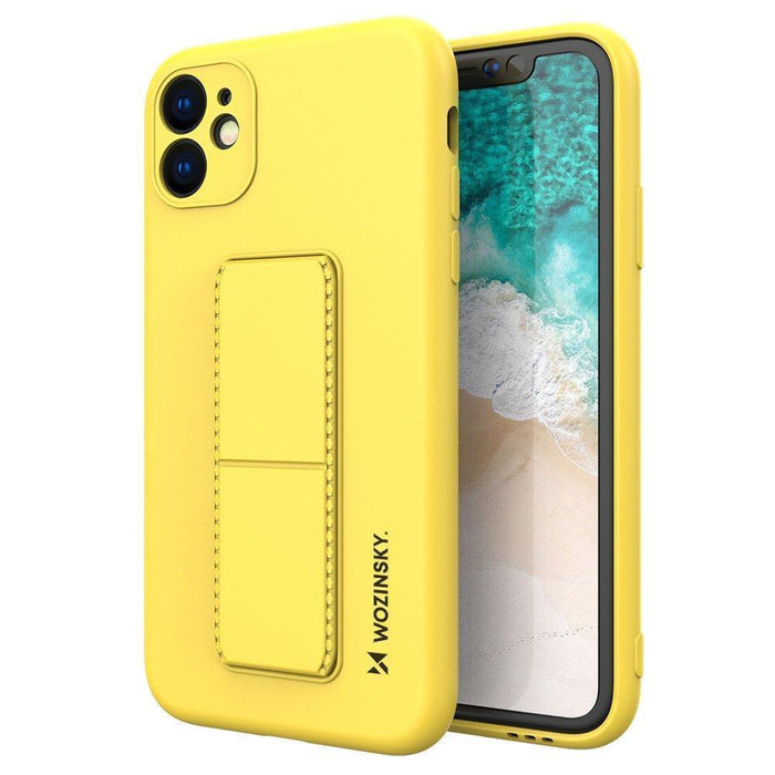 Wozinsky Kickstand Case silicone case with stand Samsung Galaxy A32 5G yellow
