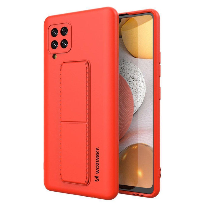 Wozinsky Kickstand Case silicone case with stand Samsung Galaxy A42 5G red