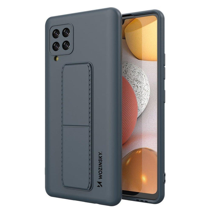 Wozinsky Kickstand Case silicone case with stand Samsung Galaxy A42 5G navy blue