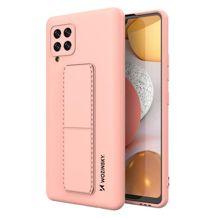 Wozinsky Kickstand Case silicone case with stand Samsung Galaxy A42 5G pink