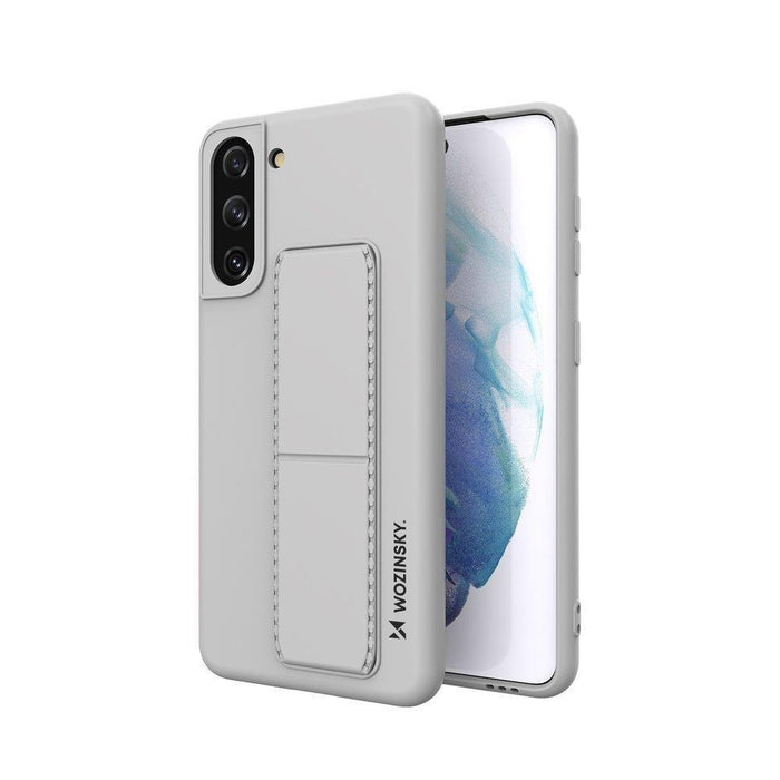 Wozinsky Kickstand Case silicone case with stand Samsung Galaxy S21+ 5G case gray