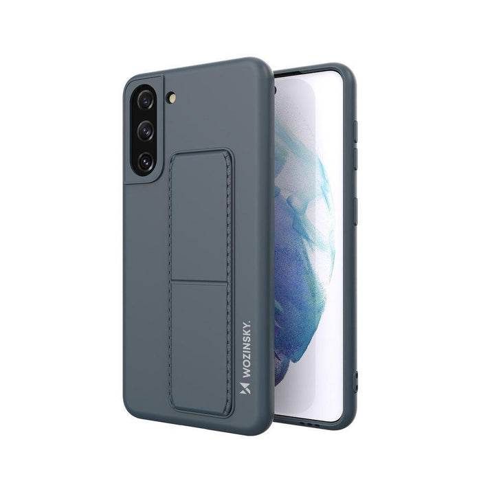 Wozinsky Kickstand Case silicone case with stand Samsung Galaxy S21+ 5G navy blue