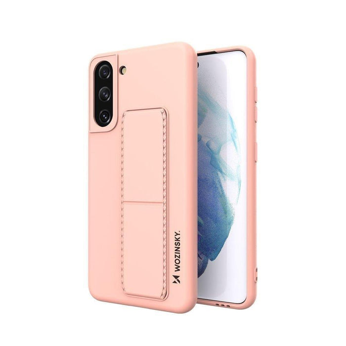 Wozinsky Kickstand Case silicone case with stand Samsung Galaxy S21+ 5G pink