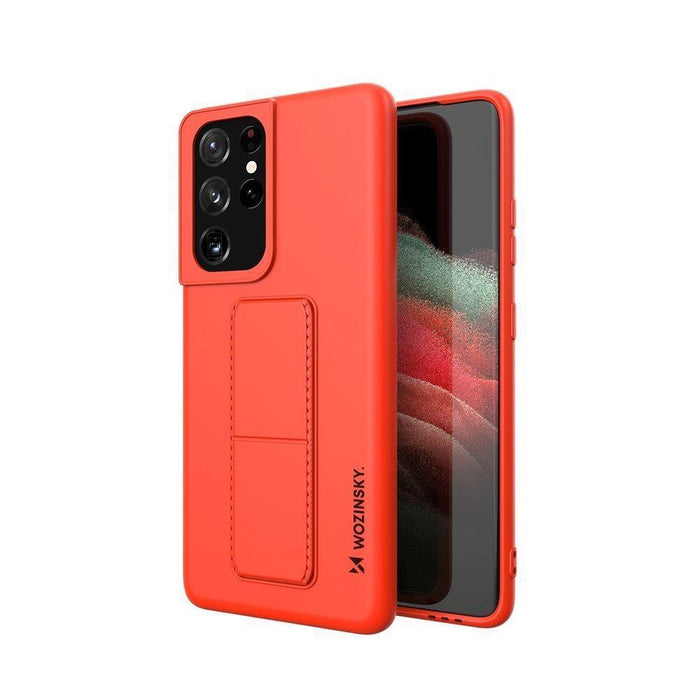 Wozinsky Kickstand Case silicone case with stand Samsung Galaxy S21 Ultra 5G red