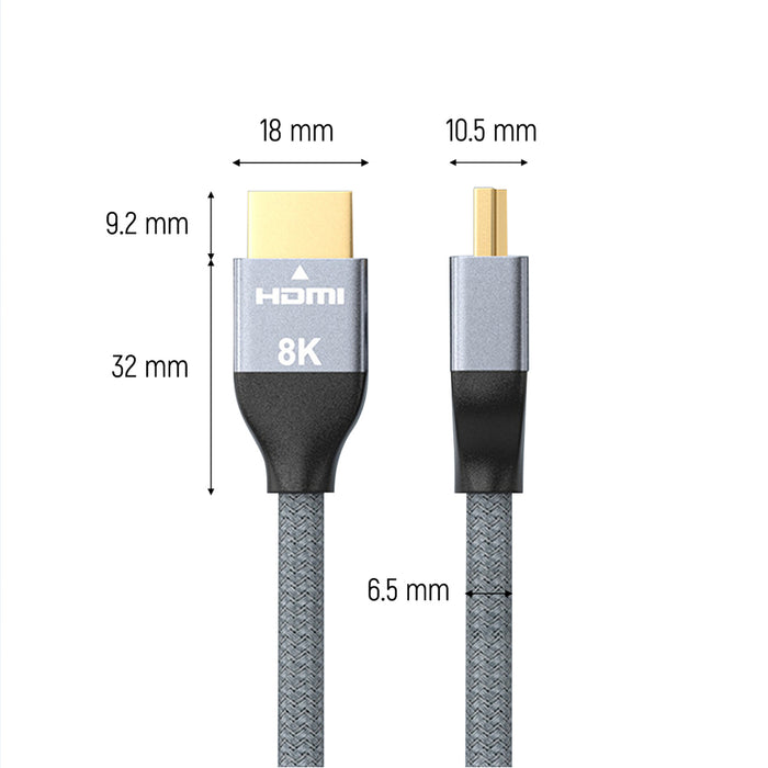 Wozinsky HDMI 2.1 Cable 8K 60 Hz 48 Gbps / 4K 120 Hz / 2K 144 Hz 1 m Silver (WHDMI-10)