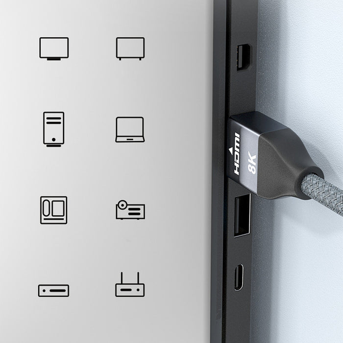 Wozinsky HDMI 2.1 Cable 8K 60 Hz 48 Gbps / 4K 120 Hz / 2K 144 Hz 3 m Silver (WHDMI-30)