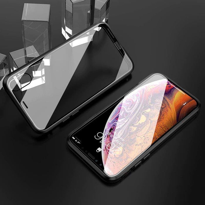 Wozinsky Full Magnetic Case Full Body Front and Back Cover with built-in glass for Vivo X60 black-transparent