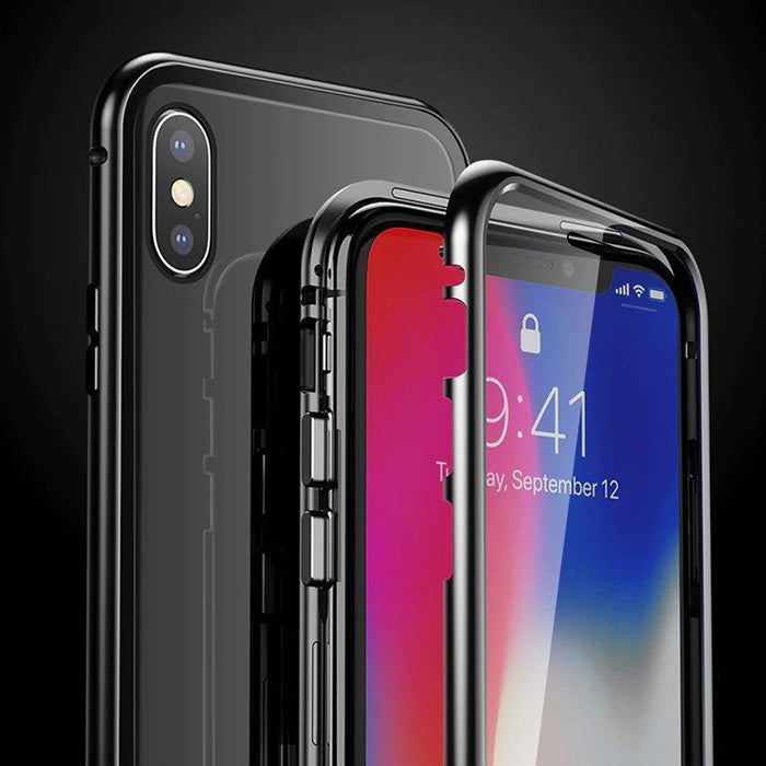 Wozinsky Full Magnetic Case Full Body Front and Back Cover with built-in glass for Vivo X60 black-transparent