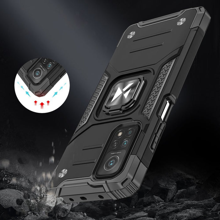 Wozinsky Ring Armor Case Kickstand Tough Rugged Cover for Samsung Galaxy A72 4G black