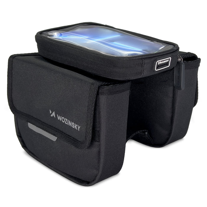 Wozinsky bicycle frame bag, waterproof phone case, 1.5l, black (WBB26BK)