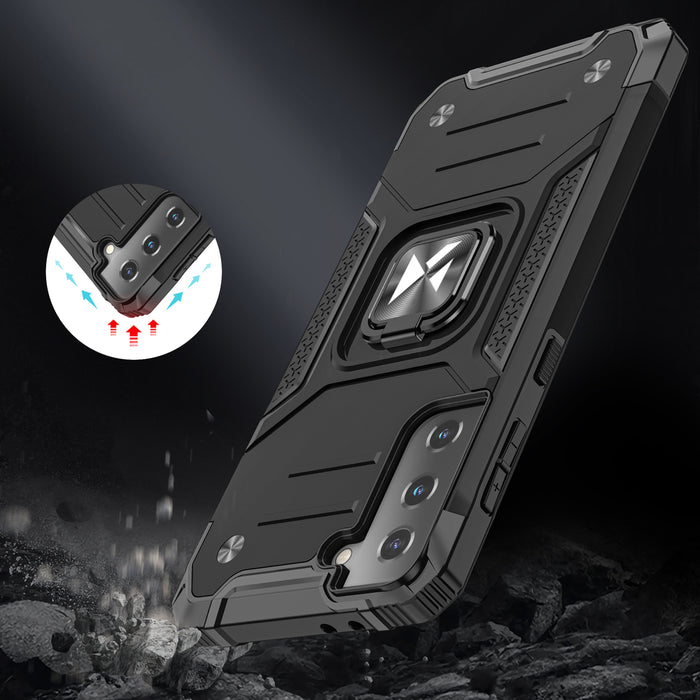 Wozinsky Ring Armor Tough Hybrid Case Cover + Magnetic Mount for Samsung Galaxy S22 + (S22 Plus) Black