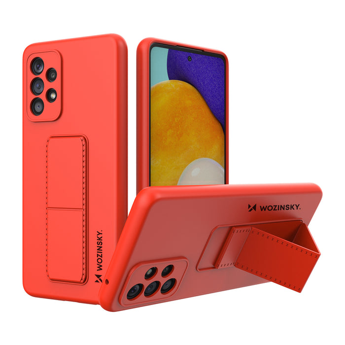 Wozinsky Kickstand Case silicone case with stand for Samsung Galaxy A73 red