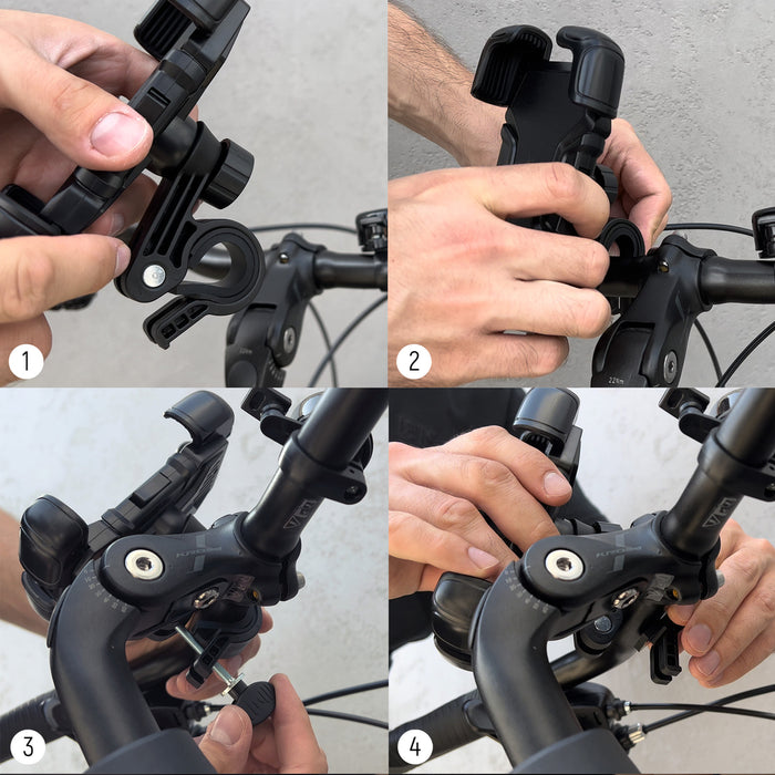 Wozinsky strong phone holder for bicycle, motorcycle, scooter handlebars, black (WBHBK6)
