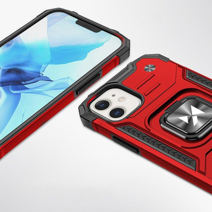 Wozinsky Ring Armor case for iPhone 14 Plus armored cover magnetic holder ring red