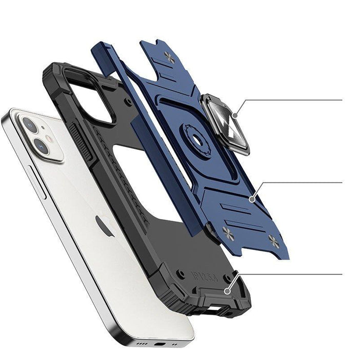 Wozinsky Ring Armor case for iPhone 14 Plus armored cover magnetic holder ring blue