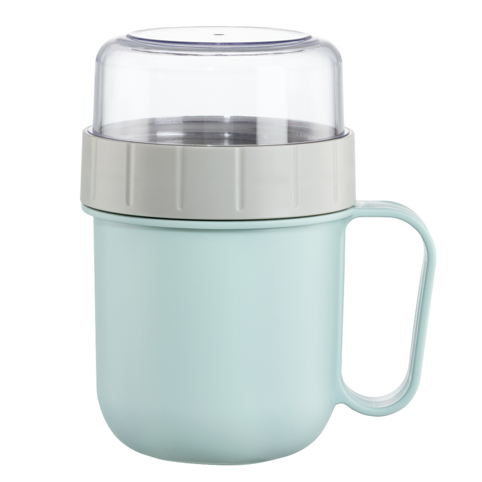 Xavax To Go Cereal Bowl, 2 Compartments, 500 + 200 ml, Pastel Blue/Grey