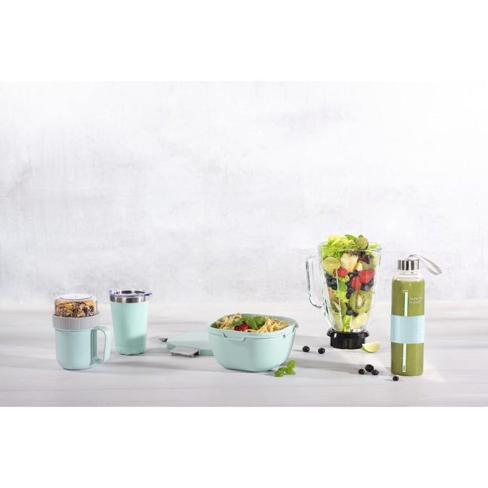 Xavax To Go Cereal Bowl, 2 Compartments, 500 + 200 ml, Pastel Blue/Grey