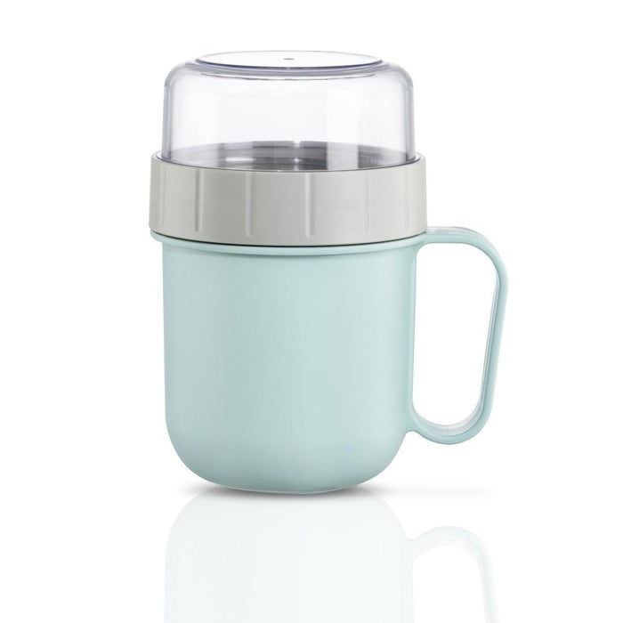 Xavax To Go Cereal Bowl, 2 Compartments, 500 + 200 ml, Pastel Blue/Grey