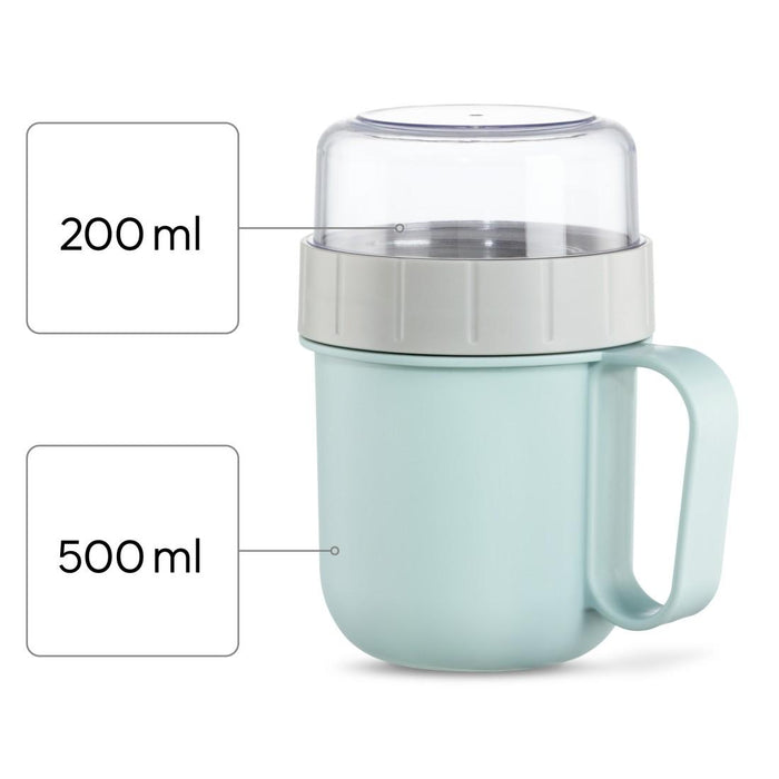 Xavax To Go Cereal Bowl, 2 Compartments, 500 + 200 ml, Pastel Blue/Grey
