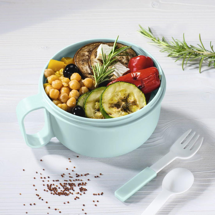 Xavax To Go food box set with utensils, 1100 ml, pastel blue