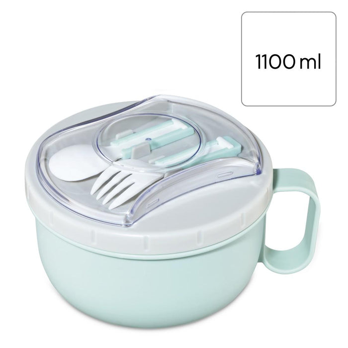 Xavax To Go food box set with utensils, 1100 ml, pastel blue