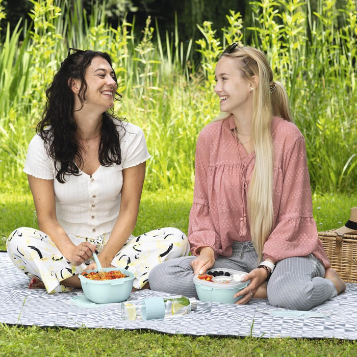 Xavax To Go food box, 3 compartments, utensils, dressing, pastel blue