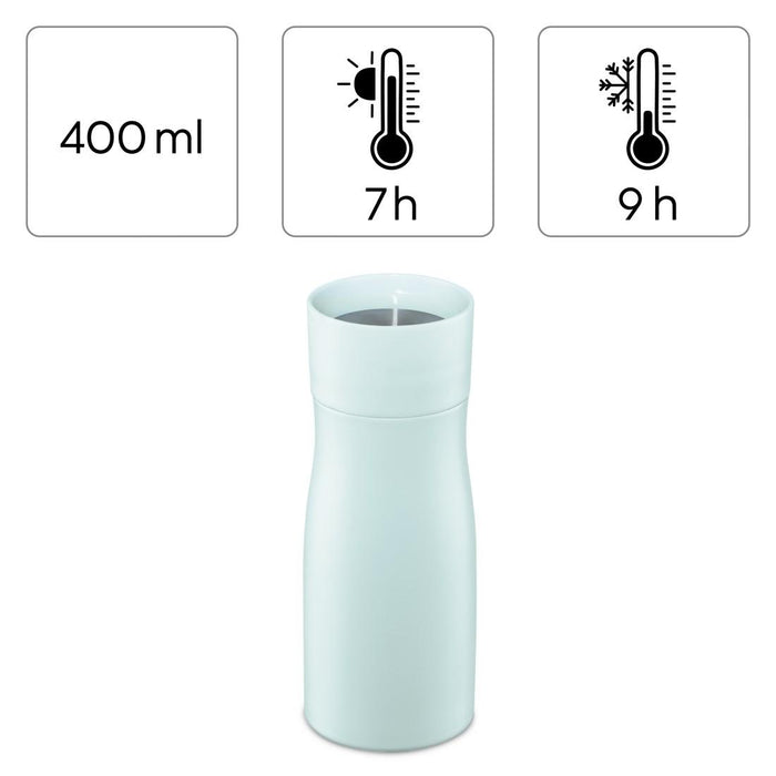 Xavax To Go Thermos Mug, 400 ml, Insulated, Beverage Hole, Pastel Blue