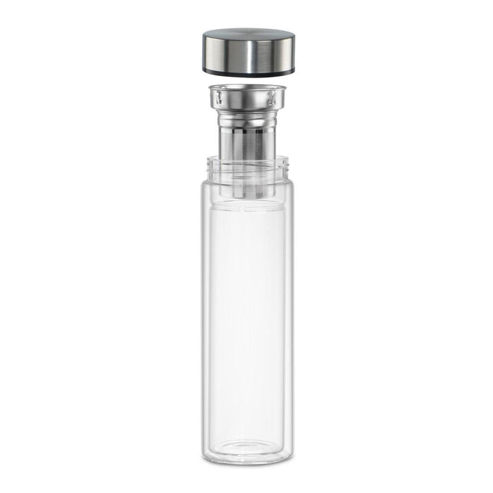 Xavax To Go Glass Bottle, 450 ml, Protective Case, Strainer