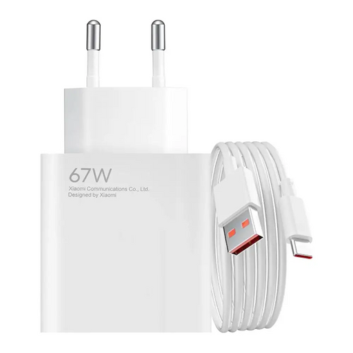 Xiaomi BHR9465EU 67W 6.2A USB-A wall charger with USB-C cable - white - Cell phone USB charger<<<HurtelXML&&&Xiaomi ECO