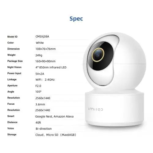 Xiaomi IMILAB C21 Home Security Camera 360 2.5K White EU CMSXJ56B - Cameras<<<Основна<<<DunaXML