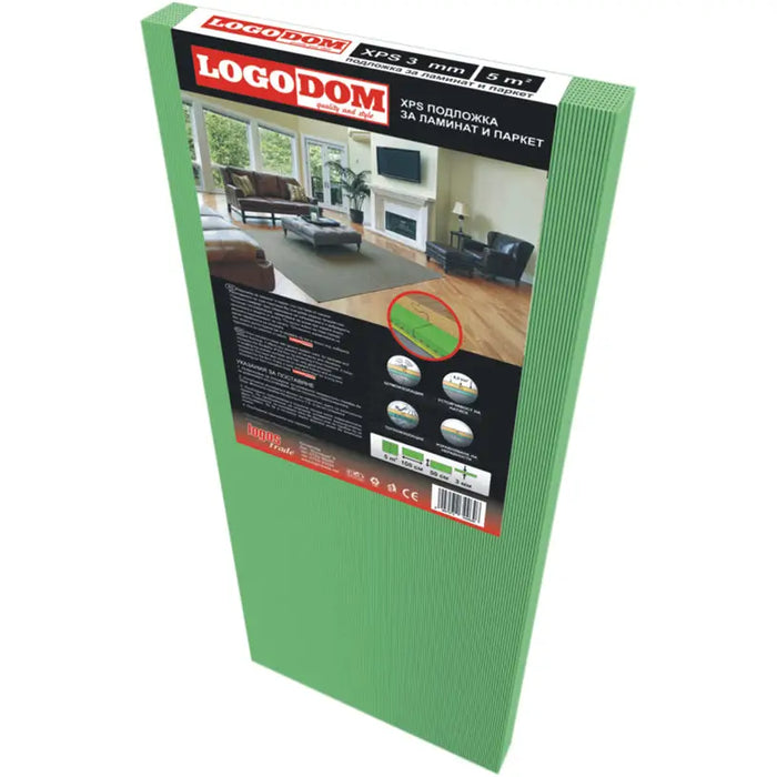 XPS MAT FOR LAMINATE LOGODOM 3 MM. 5 M2 IN A PACKAGE - Подложки за ламинат<<<Паркет и елементи за монтаж<<<Подови и
