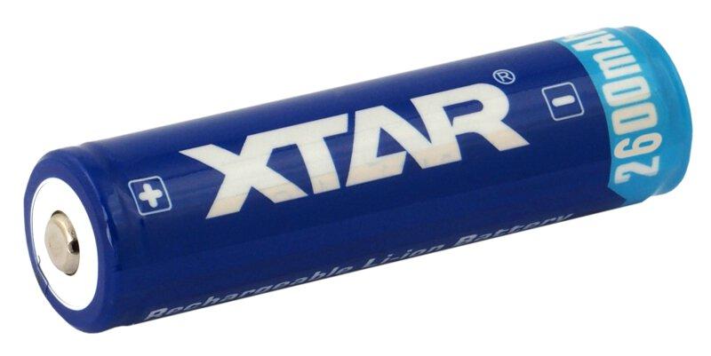 Rechargeable battery XTAR for flashlights 18650 with protection, 2600mAh, Li-ion